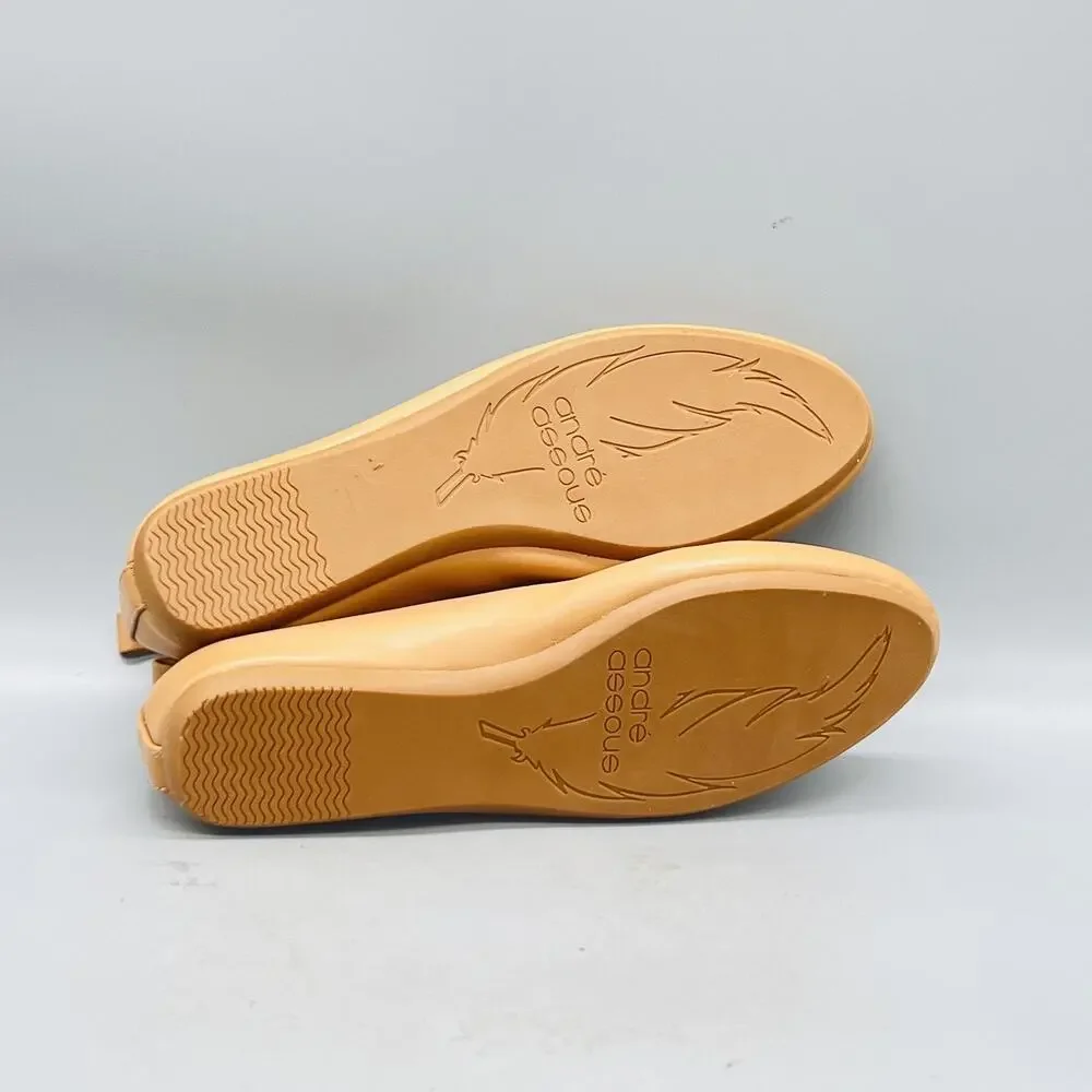 Andre Assous Shoes Womens 7.5 Beige Leather Featherweights Ballet Flats Slip On